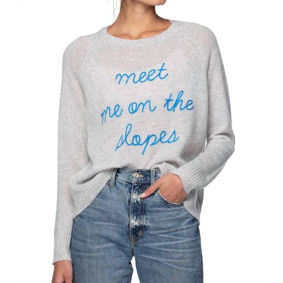 NEW GOLDEN SUN meet me on the slopes cashmere sweater in grey